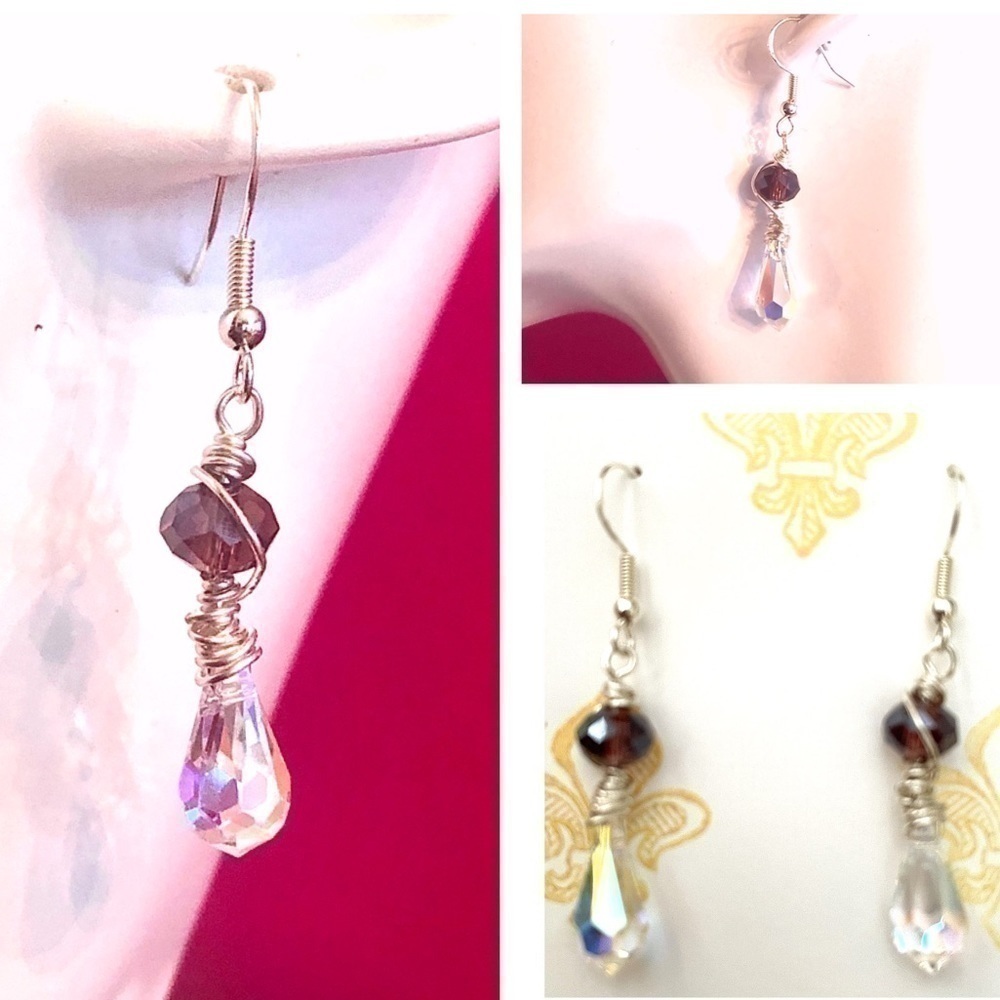 𝅺SWAROVSKI Sterling Silver Earrings Genuine Handcrafted - Picture 4 of 11